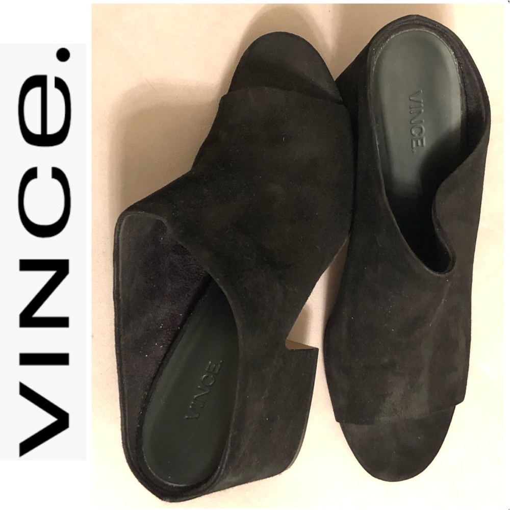VINCE. Italian Leather Suede Mules